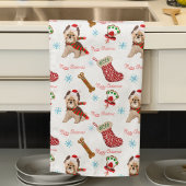 Weihnachtsfeier mit Yorkie Pattern Geschirrtuch