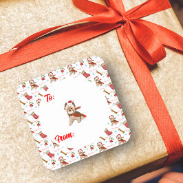Weihnachtsfeier mit Yorkie Pattern Quadratischer Aufkleber