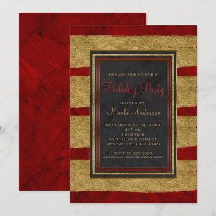 Weihnachtsfeier Modern Roter Marmor & Gold Weihnac Einladung