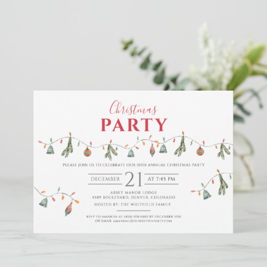 Weihnachtsfeier Moderne Rustikale Moderne Einladung (Stehend Vorderseite)