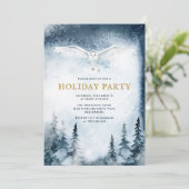 Weihnachtsfeier Modernes Blauwaldhaus Einladung (Stehend Vorderseite)
