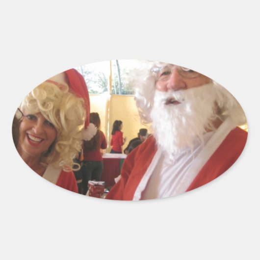 Weihnachtsfeier & Mrs. Claus - Feierlichkeiten Ovaler Aufkleber (Vorderseite)