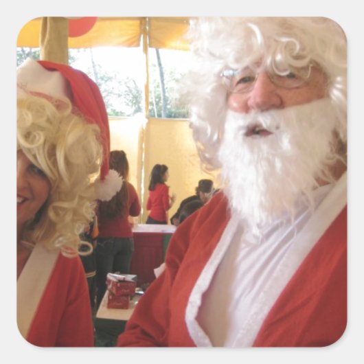 Weihnachtsfeier & Mrs. Claus - Feierlichkeiten Quadratischer Aufkleber (Vorderseite)