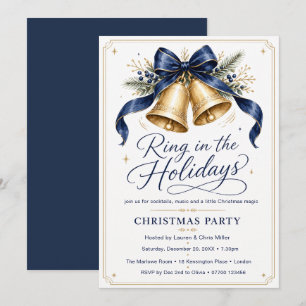 Weihnachtsfeier Navy Gold Einladung