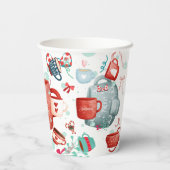 Weihnachtsfeier niedliches Muster rot und blau Pappbecher (Rückseite)