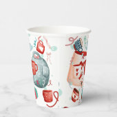 Weihnachtsfeier niedliches Muster rot und blau Pappbecher (Rechts)