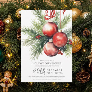 Weihnachtsfeier Offene Tür Bemalte Troddeln Einladung