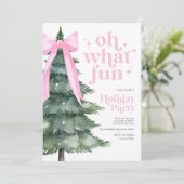 Weihnachtsfeier Oh, was Spaß Rosa Einladung (Stehend Vorderseite)