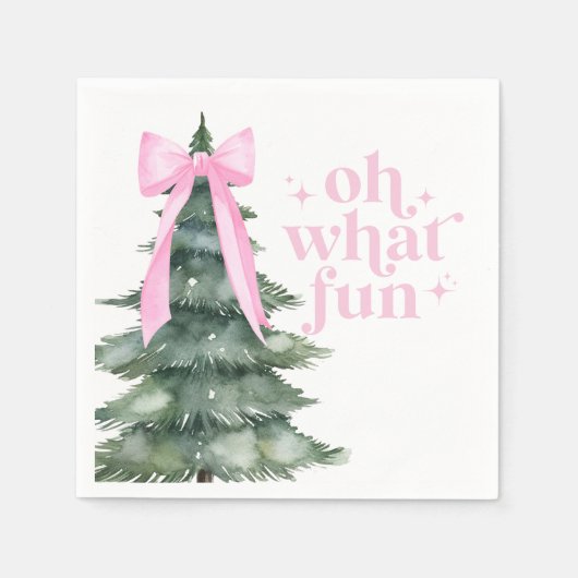 Weihnachtsfeier Oh, was Spaß Rosa Serviette (Vorderseite)