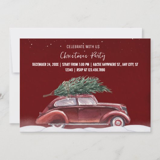 Weihnachtsfeier Oldtimer Einladung (Vorderseite)