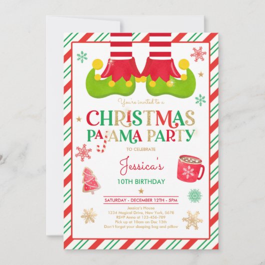 Weihnachtsfeier Pajama Geburtstagsparty Einladung (Vorderseite)