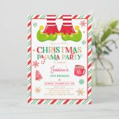 Weihnachtsfeier Pajama Geburtstagsparty Einladung (Stehend Vorderseite)