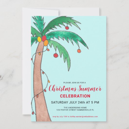 Weihnachtsfeier Palm Tree Party Einladung (Vorderseite)