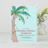 Weihnachtsfeier Palm Tree Party Einladung (Stehend Vorderseite)