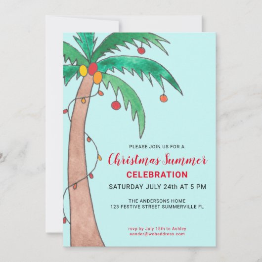 Weihnachtsfeier Palm Tree Party Einladung (Vorderseite)