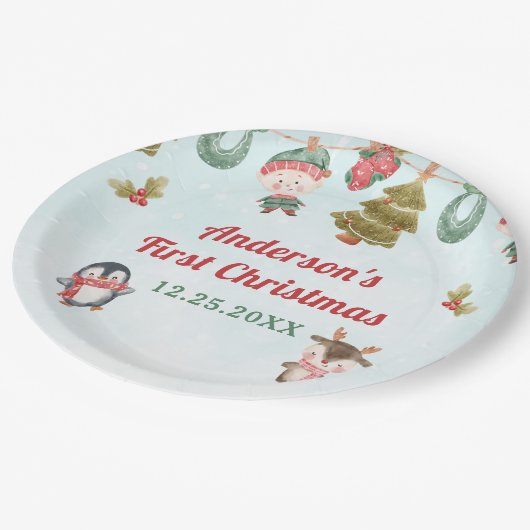 Weihnachtsfeier Pappteller (Schrägansicht)