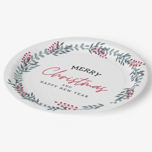 Weihnachtsfeier Pappteller (Schrägansicht)