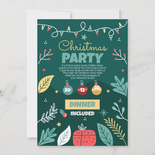 Weihnachtsfeier, Party Einladung (Vorderseite)