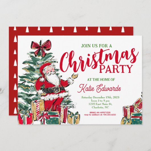 Weihnachtsfeier, Party Einladung (Vorne/Hinten)