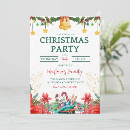 Weihnachtsfeier Party Einladung (Stehend Vorderseite)