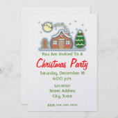 Weihnachtsfeier Party Einladung - Lebkuchenhaus (Vorne/Hinten)