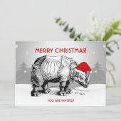 Weihnachtsfeier Party Einladung Rhino Weihnachtsma (Stehend Vorderseite)