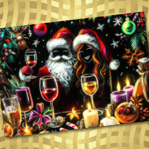 Weihnachtsfeier Pastellzeichnung Weihnachtsmann Einladung