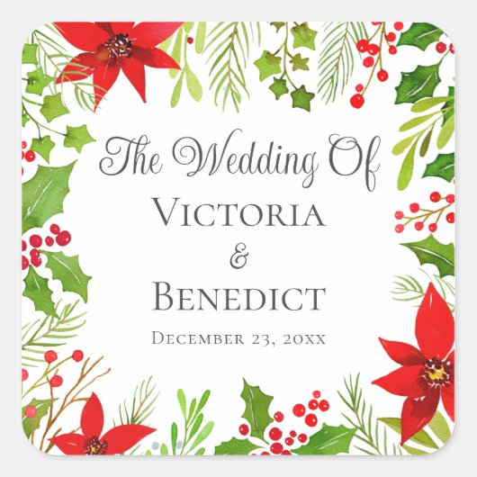 Weihnachtsfeier Personalisiert Quadratischer Aufkleber (Vorderseite)