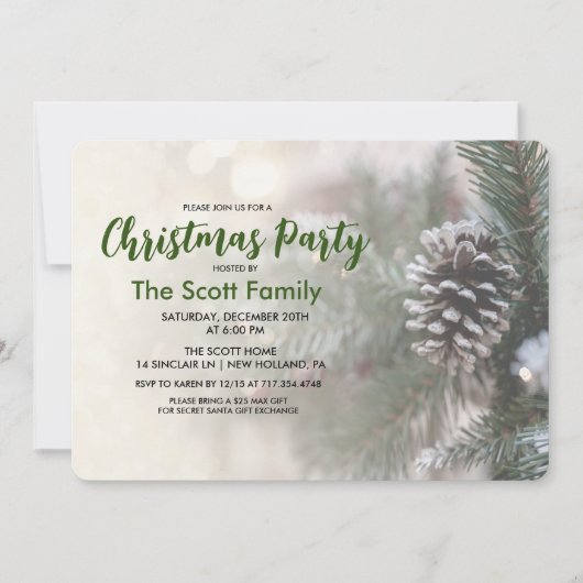 Weihnachtsfeier Pine Cone Einladung (Vorderseite)