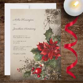Weihnachtsfeier Pine & Poinsettias Hochzeit Einladung