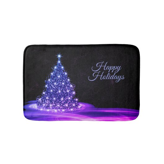 Weihnachtsfeier Pink Blau Baum Winter Schwarz Rust Badematte (Vorderseite)