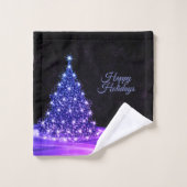 Weihnachtsfeier Pink Blau Baum Winter Schwarz Rust Badhandtuch Set (Waschlappen)