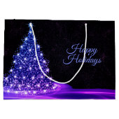 Weihnachtsfeier Pink Blau Baum Winter Schwarz Rust Große Geschenktüte (Rückseite)