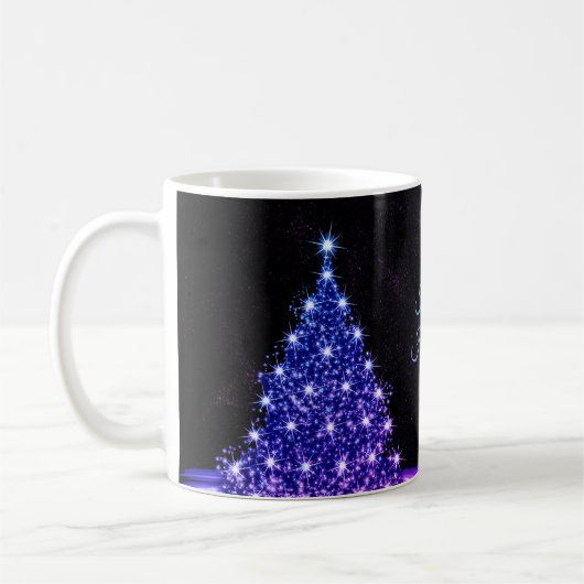 Weihnachtsfeier Pink Blau Baum Winter Schwarz Rust Kaffeetasse (Links)
