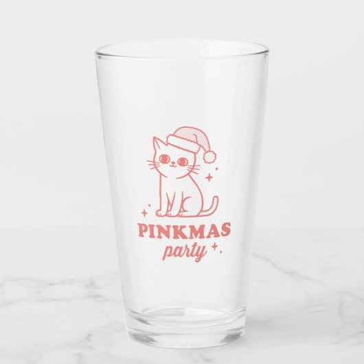 Weihnachtsfeier Pinkmas Ästhetik Mädchenkatze Glas (Vorderseite)