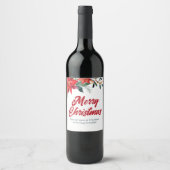 Weihnachtsfeier Poinsettia Floral Custom Holiday P Weinetikett (Vorderseite)