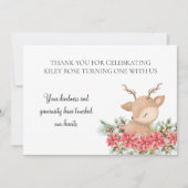 Weihnachtsfeier Poinsettia Little Deer Birthday Pa Dankeskarte (Vorderseite)