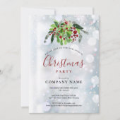 Weihnachtsfeier Red Berries Snow Company Einladung (Vorderseite)