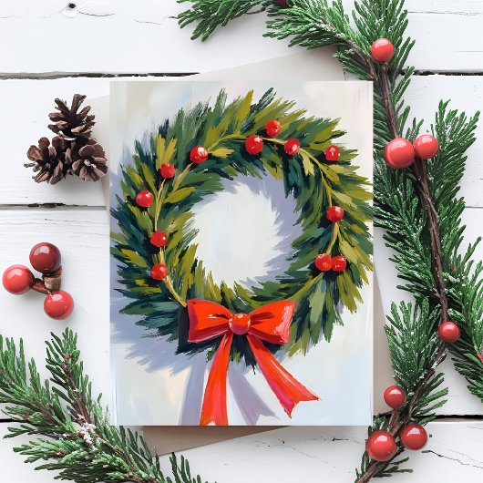 Weihnachtsfeier | Red Bow Merry Feiertagspostkarte