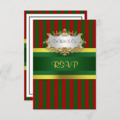 Weihnachtsfeier Red Gren Gold UAWG RSVP Karte (Vorne/Hinten)
