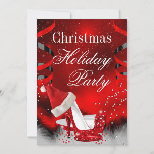 Weihnachtsfeier Red High Heel Weihnachtsmannmütze Einladung