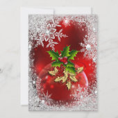 Weihnachtsfeier Red Holly Bauble Snowflake Einladung (Rückseite)