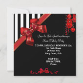 Weihnachtsfeier Red White Strip Xmas Bow Einladung (Rückseite)