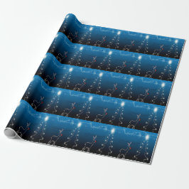 Weihnachtsfeier Rentier Baum Blauer Himmel Glänzen Geschenkpapier
