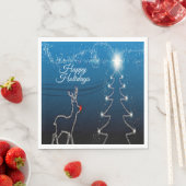 Weihnachtsfeier Rentier Baum Blauer Himmel Glänzen Serviette (Beispiel)