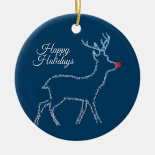 Weihnachtsfeier Rentier Blauer Himmel Rustikal Ele Keramik Ornament