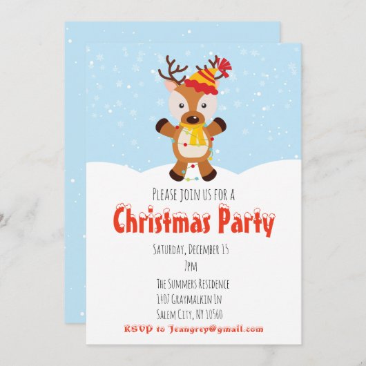 Weihnachtsfeier Rentier Rentierglühen Einladung (Vorne/Hinten)