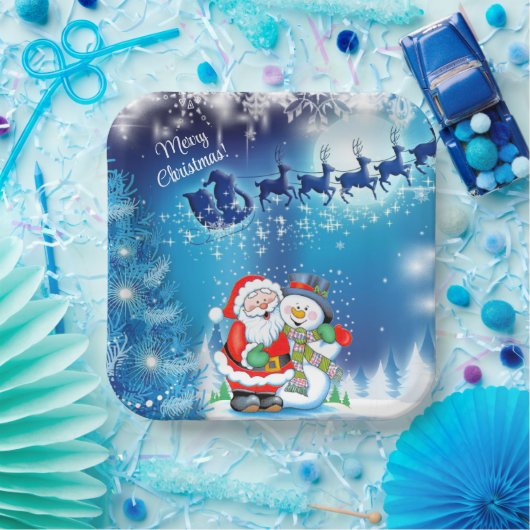 Weihnachtsfeier Rentier Snowman Paper P Pappteller (Party)