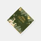 Weihnachtsfeier Rentiere und Schneeflocken Serviette (Ecke)