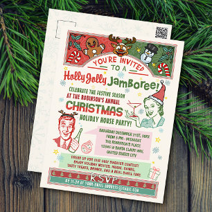 Weihnachtsfeier Retro 1950er Jahre Midcentury Xmas Feiertagspostkarte